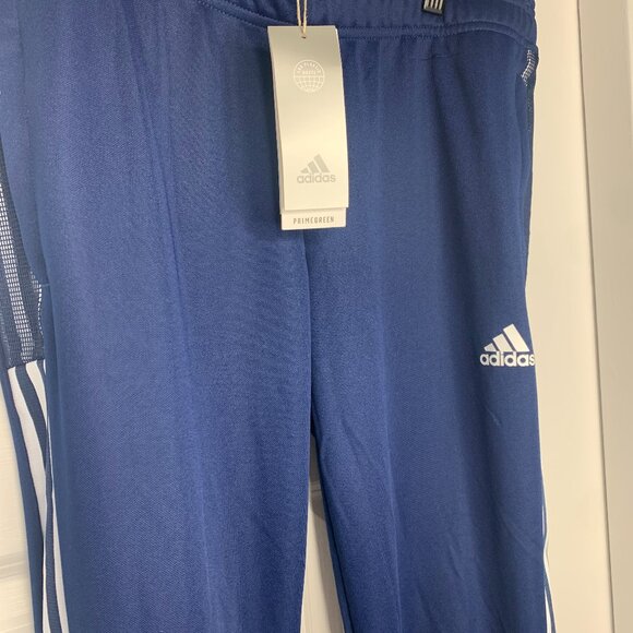 Adidas Men’s Medium Sports Pants – NWL, Blue w/ White Stripes, AEROREADY, Zip An - Picture 1 of 10